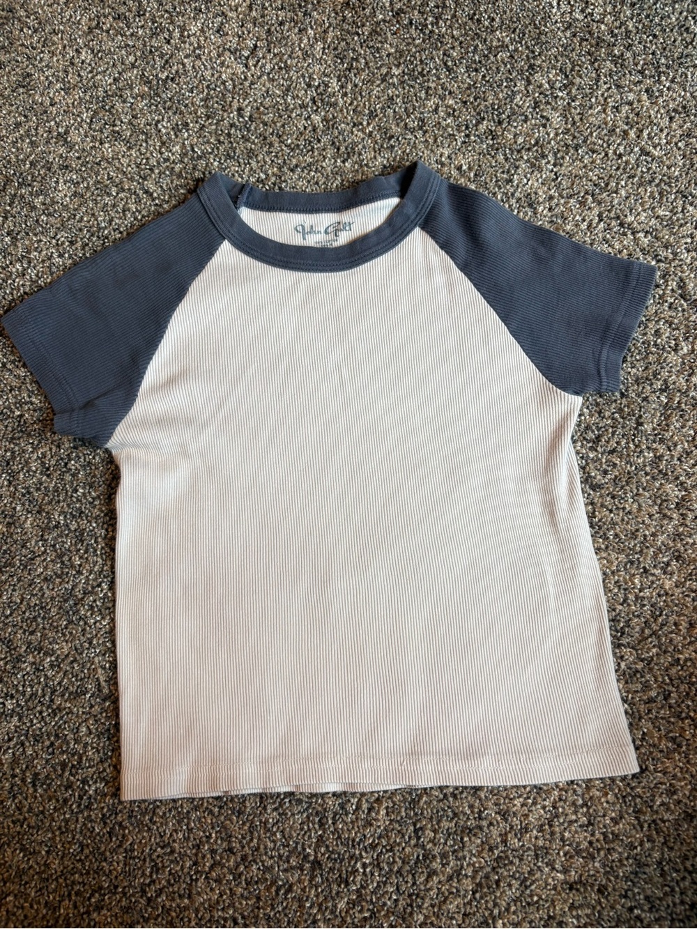 Raglan Short Sleeve Tee in Cream and Blue